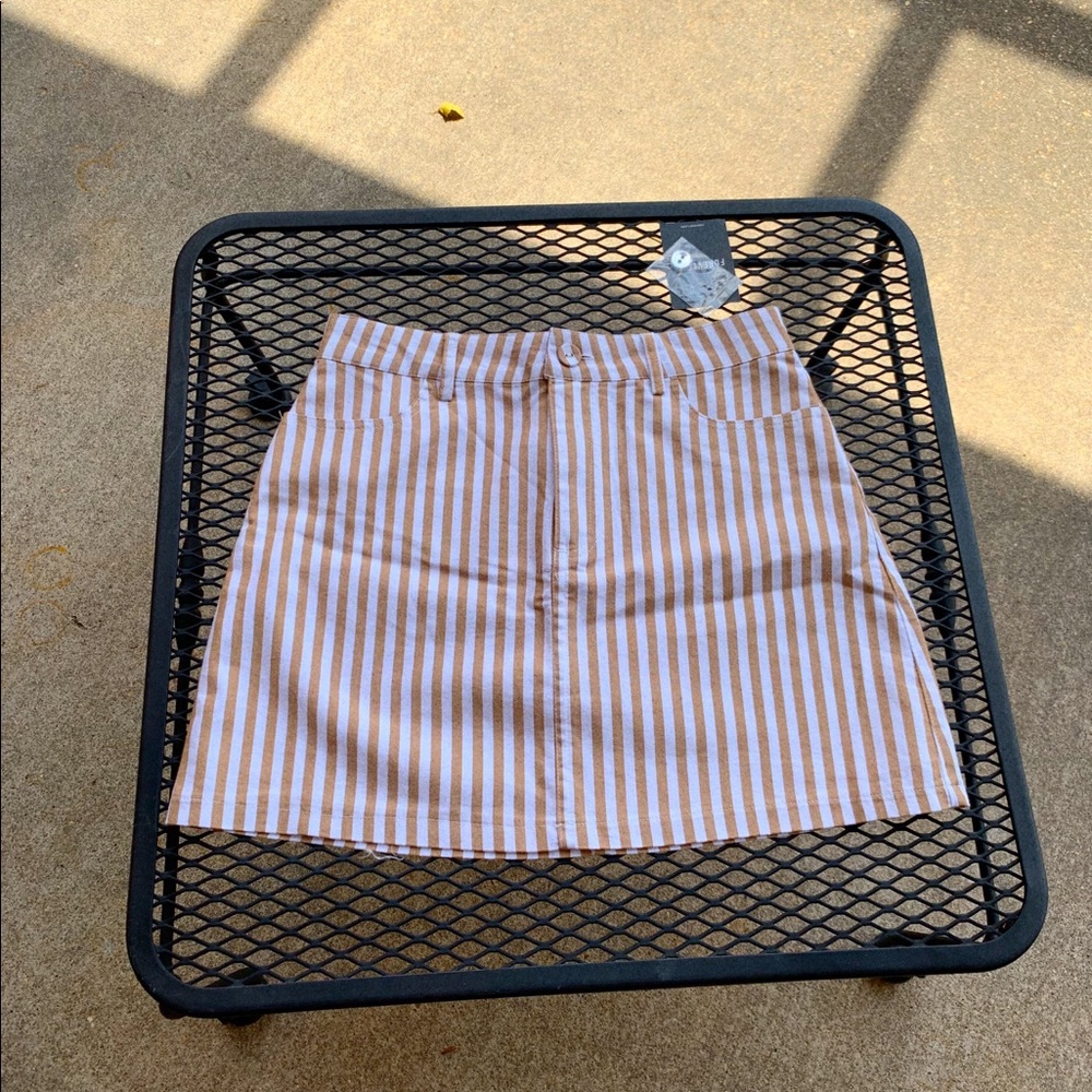 Tan and White Striped Skirt